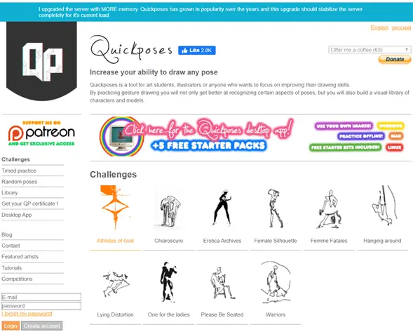 Quik Poses página para practicar dibujo del cuerpo humano para personajes con temporizador y poses diferentes